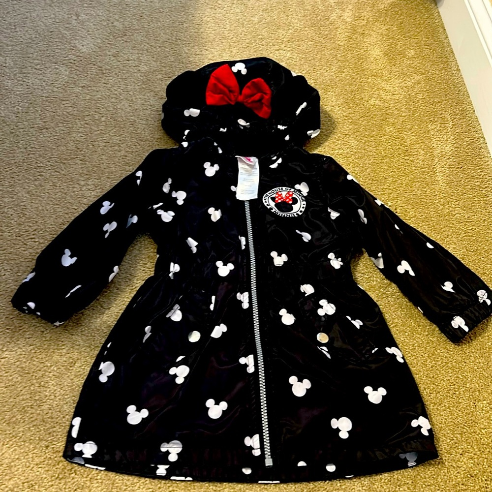 Toddler Minnie Mouse rain jacket, 2T, EUC